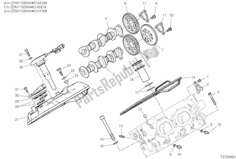 Toutes les pièces pour le 12b - Tête Arrière - Système De Distribution du Ducati Superbike Panigale V4 S USA 1100 2020